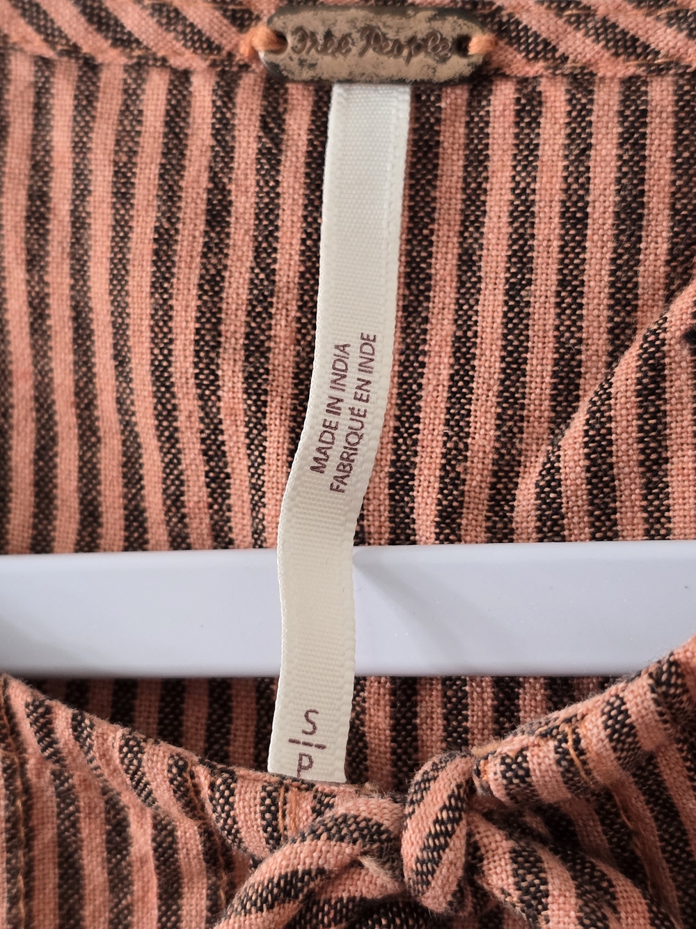 NWOT Free People Rust Stripe Ruffle Sleeve Dress - Small - Picture 2 of 3